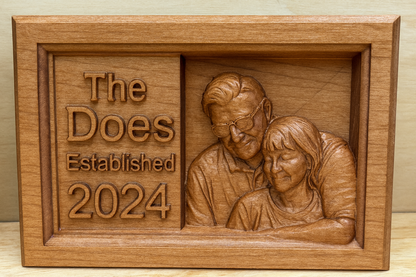 Carved Wooden Plaque of a couple