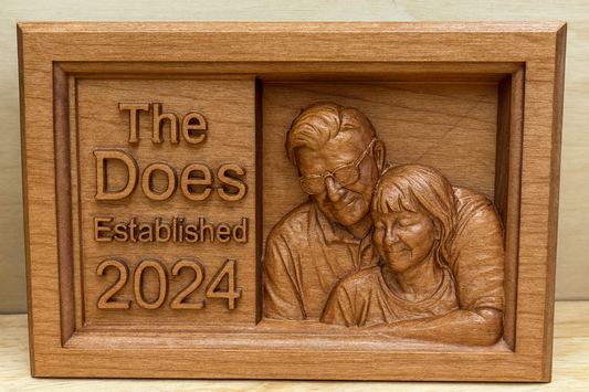Carved Wooden Plaque of a couple